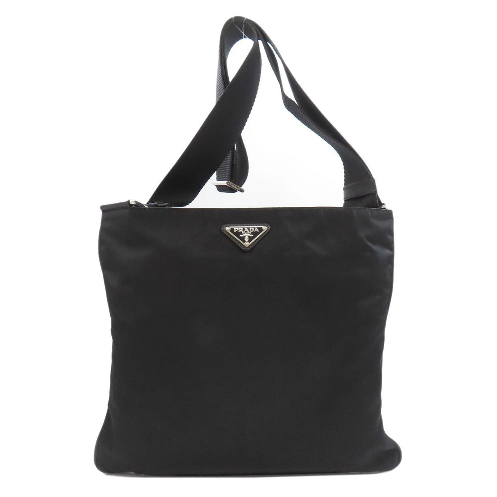 Prada leather trim Messenger Bag Crossbody black Tessuto Black